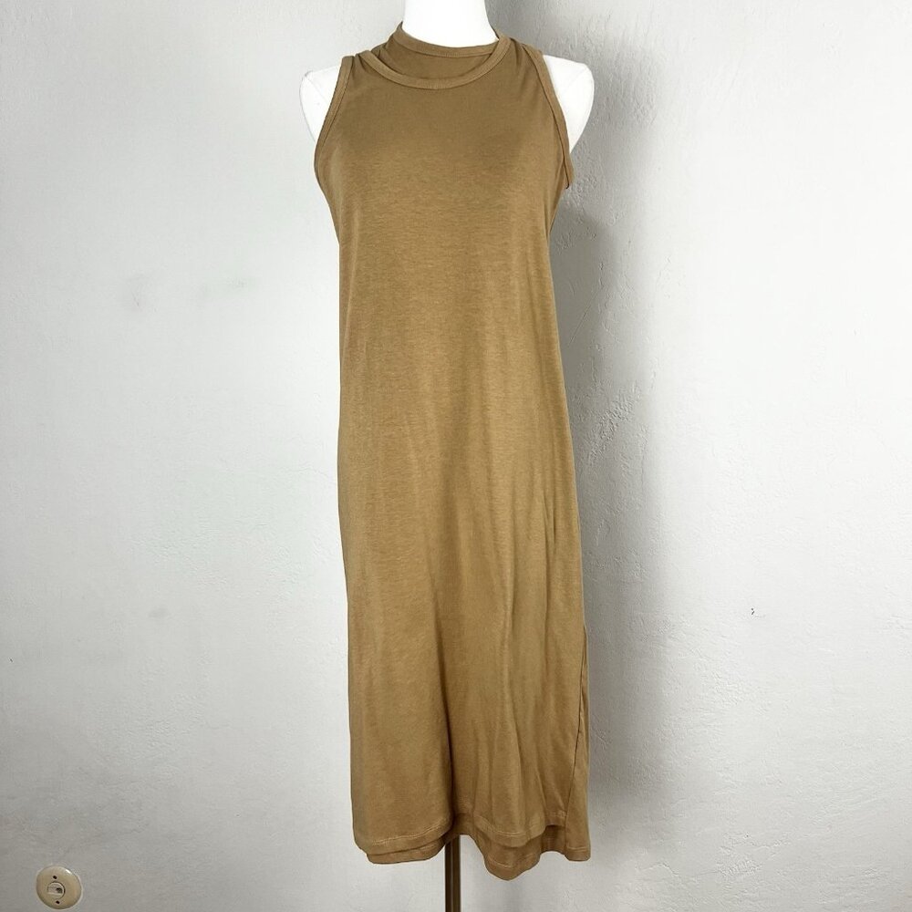 THE‎ FRANKIE SHOP Double Asymmetric Layer Tank Midi Dress Brown Size Small